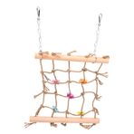 Pssopp Papağan Kuş Tırmanma Ağı Pamuk Halat Kafes Ahşap Kenevir Halat Merdiven Oyuncak Oyun Spor Salonu Asılı Salıncak Net Papağanlar Her Türlü