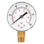 Psytfei Basınç Göstergesi 50mm 1/4 BSPT Endüstriyel Basınç Göstergesi Pirinç Konu Su Basınç Göstergesi Testi Yakıt Hava Yağ Gaz Su(0-100psi 0-7bar)