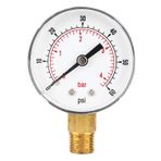 Psytfei Basınç Göstergesi 50mm 1/4 BSPT Endüstriyel Basınç Göstergesi Pirinç Konu Su Basınç Göstergesi Testi Yakıt Hava Yağ Gaz Su(0-60psi 0-4bar)
