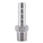 Psytfei Diken Adaptörü Diken Boru Bağlantıları Hortum Kuyruk Adaptörü Paslanmaz Çelik SS304 Erkek Dişli Boru Tesisat Diken Hortum Kuyruk Konnektörü(1/4 * 10mm)