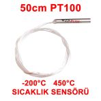 Pt100 Platinyum Isi Sicaklik Sensoru 50Cm Su Gecirmez -200C To 450C Metal Koruyucu Dalgic Prob Termal Direnc