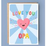 PTDShops Love You Opa Card - Opa için Sevimli Doğum Günü Kartı - Babalar Günü Hediyeleri - Yıldönümü İçin Tebrik Kartı - Not Kartı - Teşekkür Ederim - Seni Seviyorum Opa Kartı