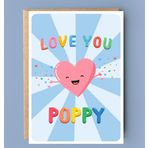 PTDShops Love You Poppy Card - Haşhaş İçin Sevimli Doğum Günü Kartı - Babalar Günü Hediyeleri - Yıldönümü İçin Tebrik Kartı - Not Kartı - Teşekkür Ederim - I Love You Poppy Card