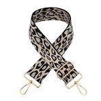 PTNKUIIY Çanta kayışı, ayarlanabilir omuz askısı, 80 – 130 cm, altın karabina, leopar desenli, 5 cm genişliğinde, yedek kemer, omuz askısı, kadınlar ve erkekler için el çantası aksesuarı, siyah, bej