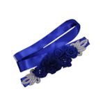 PTNKUIIY Gelin kemeri, gül çiçeği, düğün, kuşak, kadın kemeri, şık, vintage, el yapımı, gelin kemeri, parıltılı, kristal kuşak, elbise, gece elbiseleri, bel kemeri, gelinlik aksesuarı, Mavi, 270cm