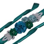 PTNKUIIY Gelin kemeri, gül çiçeği, düğün, kuşak, kadın kemeri, şık, vintage, el yapımı, gelin kemeri, parıltılı, kristal kuşak, elbise, gece elbiseleri, bel kemeri, gelinlik aksesuarı, Yeşil., 270cm