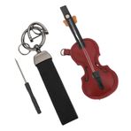 Pu Pu Violino Chigain Violina, Zarif Vintage Taşınabilir Taşınabilir Müzik Enstrümanları Için Anahtar Yüzükler (WINE RED)