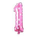 Puanlı Pembe Renk Rakam Folyo Balon 36 cm Yaş 1