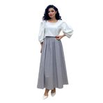 Puantiyeli Kloş Poplin Etek (Gri, L/XL)
