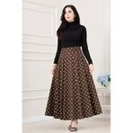 Puantiyeli Maxi Etek-KAHVERENGİ