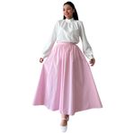 Puantiyeli Poplin Kloş Etek (Pembe, S-M)