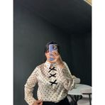 Puantiyeli Saten Gömlek - 13S-Krem
