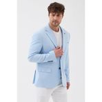Puar Erkek Buz Mavi Esnek Likralı Pamuk Karışımlı Slim Fit İlkbahar-Yaz Spor Blazer Ceket Buz Mavi 54