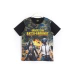 PUBG Mobile Oyun Baskılı Erkek Çocuk Kısa Kollu Yazlık Kamuflaj T-shirt Siyah