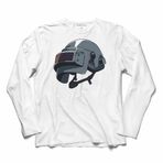 Pubg Pub G Kask Helmet Miğferi Uzun Kollu Tişört Baskılı T-Shirt Beyaz
