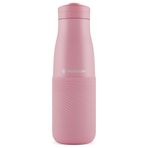Puccon Pembe 500 ml Paslanmaz Çelik Termos - Silikon Kaplı (Dalga) Okul, Günlük, Kamp, Spor - Pipetli Matara - 50020