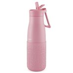 Puccon Pipetli 500 ml Pembe Paslanmaz Çelik Matara/suluk - Silikon Gövde (Yağmur) - 50015