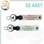 Pudra-Beyaz, Motor Tutkunlarına, İsim Plaka ve B Rh (-) Yazılı Özel Üretim Deri 2'li Anahtarlık Set