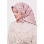 Pudra Çizgili Twill İpek Eşarp