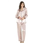 Pudra İkili Saten Gecelik Pijama Takımı 7647