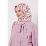 Pudra Leopar Desen Twill İpek Eşarp