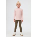 Pudra Pembe Basic Kışlık Tam Balıkçı Yaka Uzun Kollu Kız Çocuk Tişört - 12 Yaş
