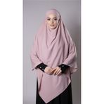 Pudra Pratik Hazır Geçmeli Tesettür Eşarp Medine İpeği Bağcıklı Sufle Hijab 2301_06