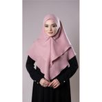 Pudra Pratik Hazır Geçmeli Tesettür Eşarp Pamuk Caz Kumaş Çift Katlı Düz Hijab 2303_06