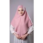 Pudra Pratik Hazır Geçmeli Tesettür Eşarp Pamuk Caz Kumaş Düz Hijab 2306_06