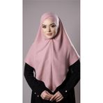 Pudra Pratik Hazır Geçmeli Tesettür Eşarp Pamuk Caz Kumaş Tek Katlı Çapraz Hijab 2305_06