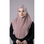 Pudra Pratik Hazır Geçmeli Tesettür Eşarp Sandy Kumaş Düz Hijab 2308_06