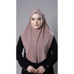 Pudra Pratik Hazır Geçmeli Tesettür Eşarp Sandy Kumaş Yırtmaçlı Düz Hijab 2310_06