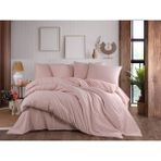 Pudra Renkli Natural Çizgili Çift Kişilik Nevresim Takımı - 200 x 220 cm