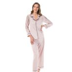 Pudra Saten Pijama Takımı