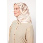 Pudra Soyut Gül Desen Twill İpek Eşarp