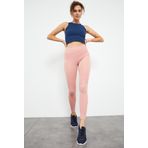 Pudra Yüksek Bel Streç Slim Fit Dar Paça Kadın Tayt - 94545