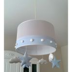 Pudradecor 35 cm Mavi Gri Ponponlu Bebek Çocuk Odası Avize