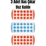 PudraLuna 3 Adet, 18 Bölmeli Bas Çıkar Buz Kalıbı, Arkası Silikon Buz Kalıbı, 2,5 cm Çapında Buz Büyüklüğü
