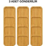 PudraLuna Bambu 4 Bölmeli Çerezlik, Sunumluk, Kahvaltılık, Sosluk, Sunum Tabağı - 3 Adet