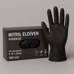 Pudrasız Siyah Nitril Eldiven - Tek Kullanımlık, Lateks İçermez,Dayanıklı ve Hijyenik (S/M/L) (m)