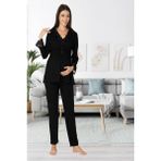 Puerpera Effort Kadın Siyah Lohusa Hamile Pijama Takımı 8092 - XL