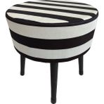 Puf Koltuk Bench Tabure – Zebra Siyah Beyaz Desen - Ahşap Ayaklı - Doğal Modern Stil