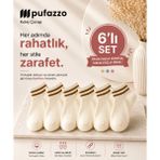 Pufazzo Uniseks Tenis Kolej Çorap 6'lı Set- Kısa Konç, Çizgili, Doğal Pamuk, Dikişsiz, Nefes Alabilir Çorap - 35 - 40 - Bej