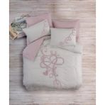 Puff Nakışlı Ranforce Çift Kişilik Anneler Günü Nevresim Takımı Bellini Pembe - 001-Renkli - Standart