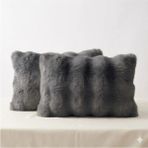 Puff Table 2'li Peluş Bubble Kırlent Kılıfı 35*50 Antrasit Renk Yumuşak Kadife Yastık Çift Taraflı - 35 x 50 cm