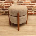 Puff Table Berceste Sehpa Sandık Puf Bir Arada Özel Tasarım Ahşap Sehpa - Krem