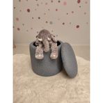 Puff Table Hazine, Makyaj Masası Pufu ,sandıklu Çocuk Pufu , Yuvarlak Oyuncak Sepeti, Orjinal Teddy Kumaş 37 cm - Açık Mavi