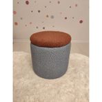 Puff Table Hazine, Makyaj Masası Pufu ,sandıklu Çocuk Pufu , Yuvarlak Oyuncak Sepeti, Orjinal Teddy Kumaş 37 cm - Buz Mavisi