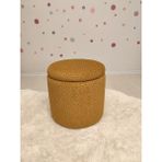 Puff Table Hazine, Makyaj Masası Pufu ,sandıklu Çocuk Pufu , Yuvarlak Oyuncak Sepeti, Orjinal Teddy Kumaş 37 cm - Hardal