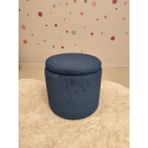 Puff Table Hazine, Makyaj Masası Pufu ,sandıklu Çocuk Pufu , Yuvarlak Oyuncak Sepeti, Orjinal Teddy Kumaş 37 cm - Mavi